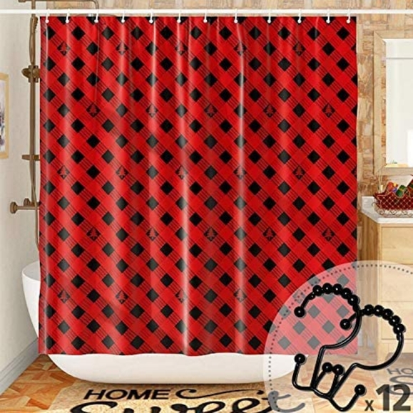 Bath Red Black Buffalo Plaid Shower Curtain Poshmark